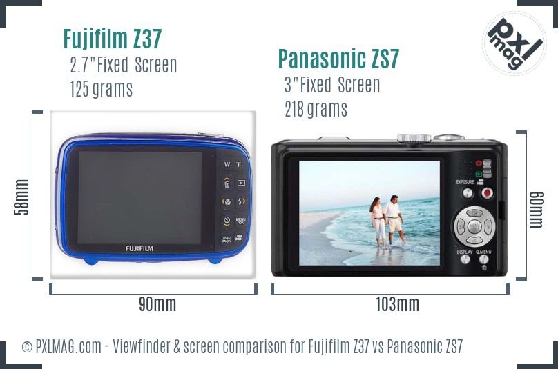 Fujifilm Z37 vs Panasonic ZS7 Screen and Viewfinder comparison