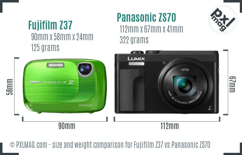 Fujifilm Z37 vs Panasonic ZS70 size comparison