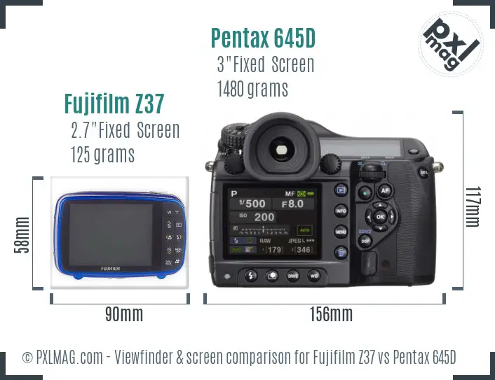 Fujifilm Z37 vs Pentax 645D Screen and Viewfinder comparison
