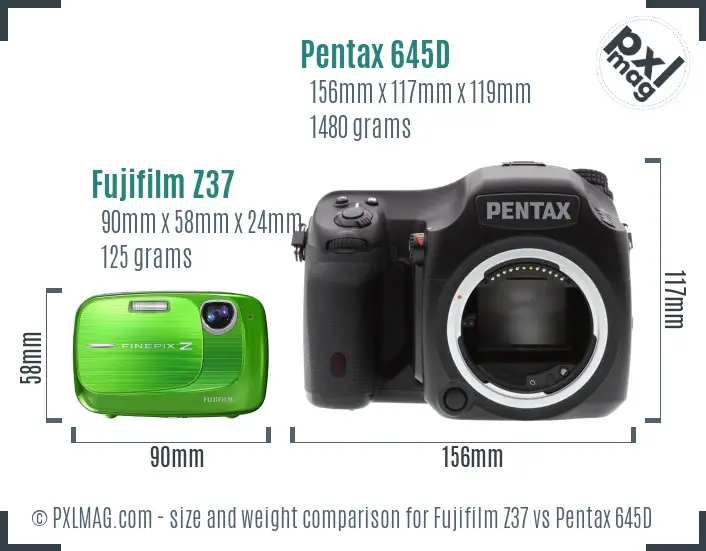 Fujifilm Z37 vs Pentax 645D size comparison