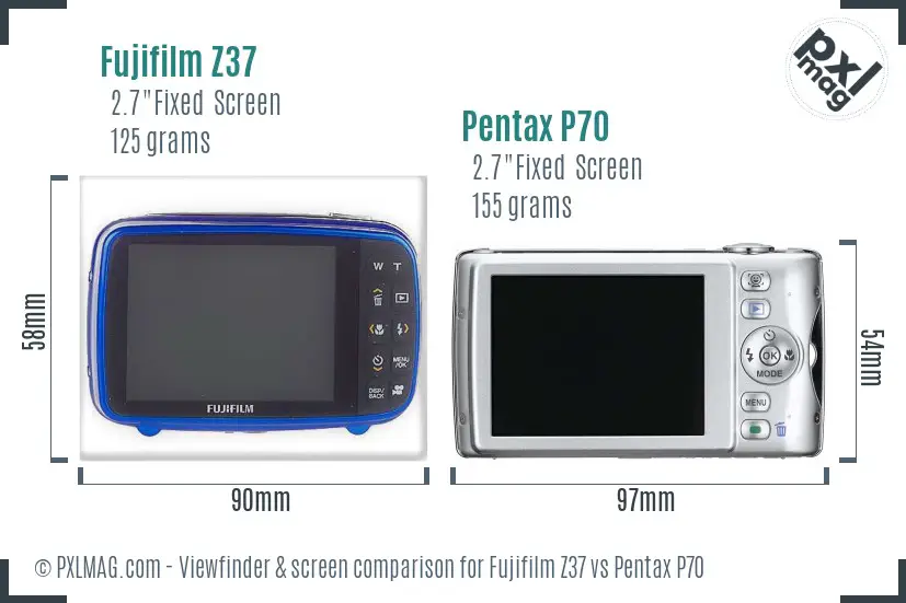 Fujifilm Z37 vs Pentax P70 Screen and Viewfinder comparison