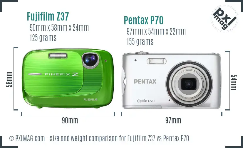 Fujifilm Z37 vs Pentax P70 size comparison