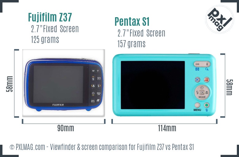 Fujifilm Z37 vs Pentax S1 Screen and Viewfinder comparison