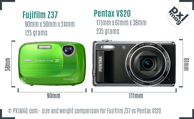 Fujifilm Z37 vs Pentax VS20 size comparison Fujifilm Z37 vs Pentax VS20 size comparison