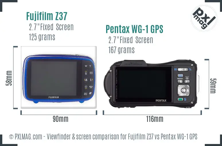 Fujifilm Z37 vs Pentax WG-1 GPS Screen and Viewfinder comparison