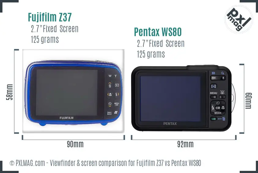 Fujifilm Z37 vs Pentax WS80 Screen and Viewfinder comparison Fujifilm Z37 vs Pentax WS80 Screen and Viewfinder comparison
