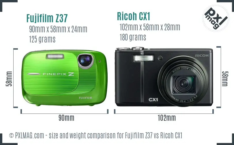 Fujifilm Z37 vs Ricoh CX1 size comparison Fujifilm Z37 vs Ricoh CX1 size comparison