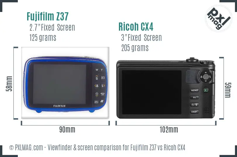 Fujifilm Z37 vs Ricoh CX4 Screen and Viewfinder comparison Fujifilm Z37 vs Ricoh CX4 Screen and Viewfinder comparison