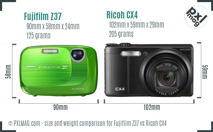 Fujifilm Z37 vs Ricoh CX4 size comparison Fujifilm Z37 vs Ricoh CX4 size comparison