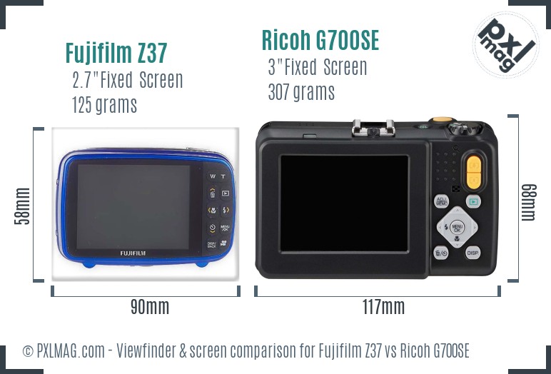 Fujifilm Z37 vs Ricoh G700SE Screen and Viewfinder comparison