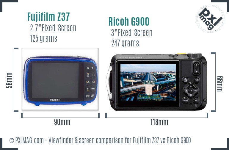 Fujifilm Z37 vs Ricoh G900 Screen and Viewfinder comparison