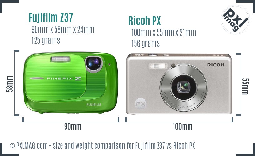 Fujifilm Z37 vs Ricoh PX size comparison Fujifilm Z37 vs Ricoh PX size comparison