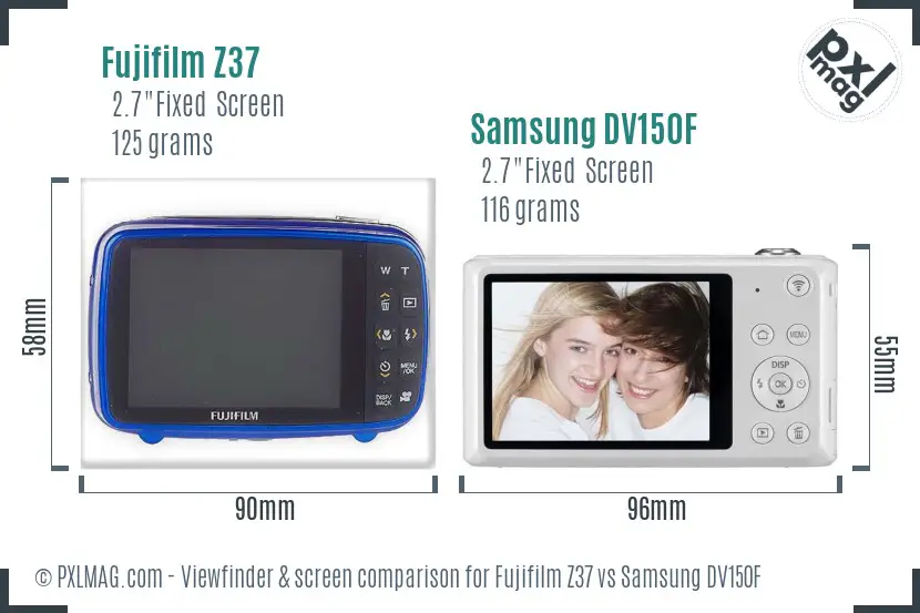 Fujifilm Z37 vs Samsung DV150F Screen and Viewfinder comparison