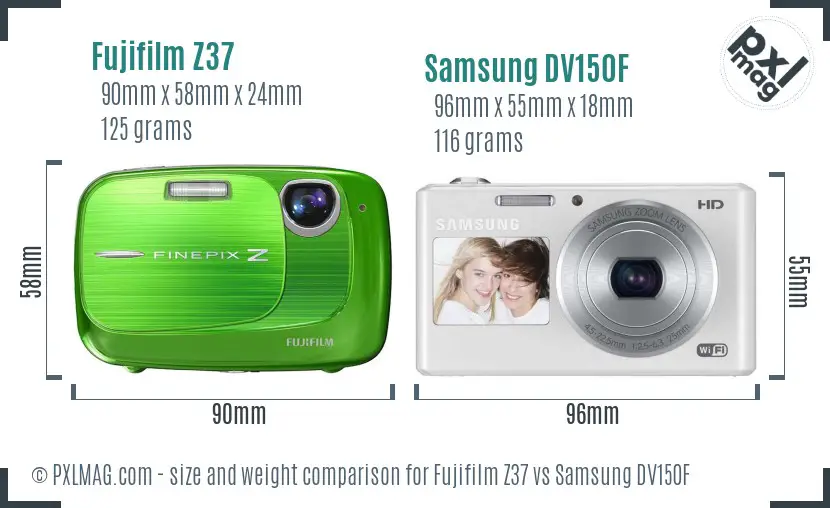 Fujifilm Z37 vs Samsung DV150F size comparison