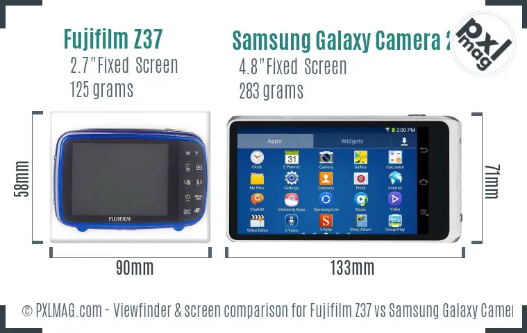 Fujifilm Z37 vs Samsung Galaxy Camera 2 Screen and Viewfinder comparison
