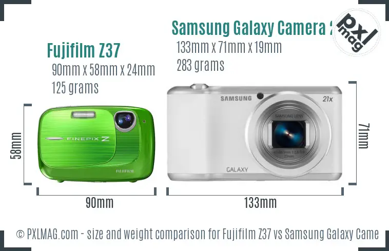 Fujifilm Z37 vs Samsung Galaxy Camera 2 size comparison