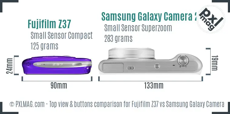 Fujifilm Z37 vs Samsung Galaxy Camera 2 top view buttons comparison