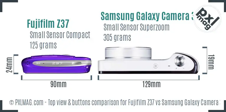 Fujifilm Z37 vs Samsung Galaxy Camera 3G top view buttons comparison