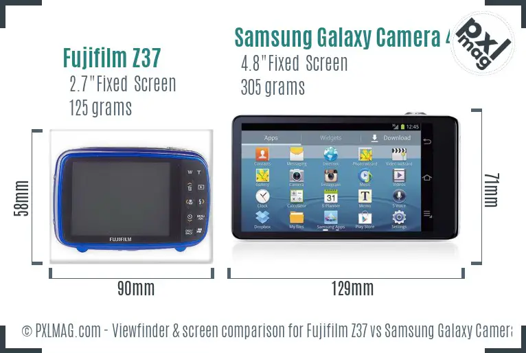 Fujifilm Z37 vs Samsung Galaxy Camera 4G Screen and Viewfinder comparison Fujifilm Z37 vs Samsung Galaxy Camera 4G Screen and Viewfinder comparison