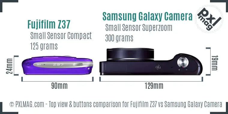 Fujifilm Z37 vs Samsung Galaxy Camera top view buttons comparison