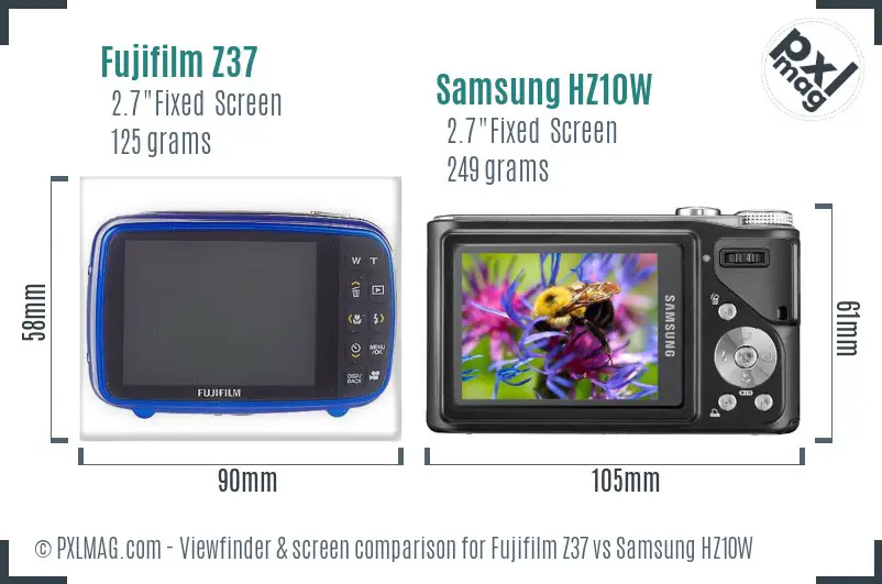 Fujifilm Z37 vs Samsung HZ10W Screen and Viewfinder comparison