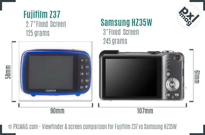 Fujifilm Z37 vs Samsung HZ35W Screen and Viewfinder comparison Fujifilm Z37 vs Samsung HZ35W Screen and Viewfinder comparison