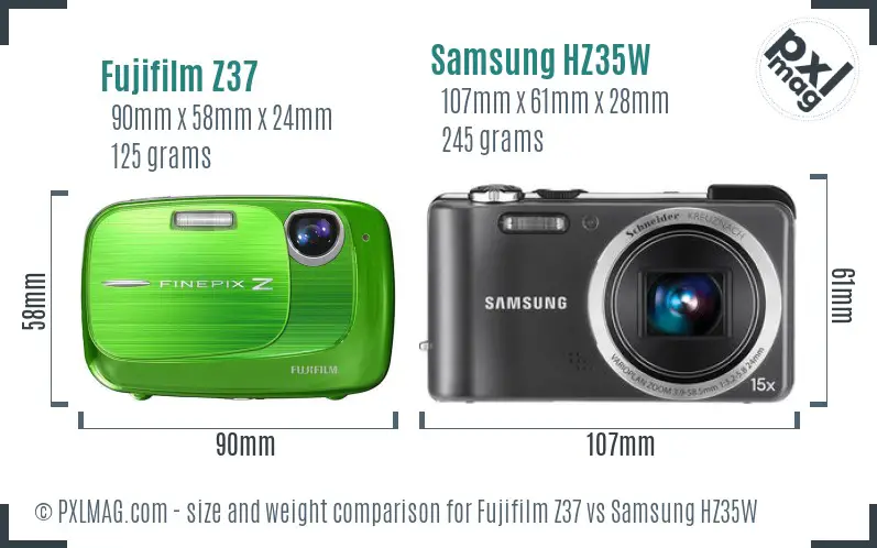 Fujifilm Z37 vs Samsung HZ35W size comparison Fujifilm Z37 vs Samsung HZ35W size comparison