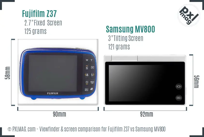 Fujifilm Z37 vs Samsung MV800 Screen and Viewfinder comparison