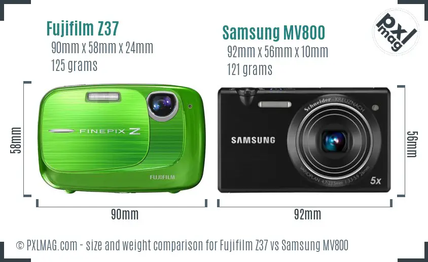 Fujifilm Z37 vs Samsung MV800 size comparison