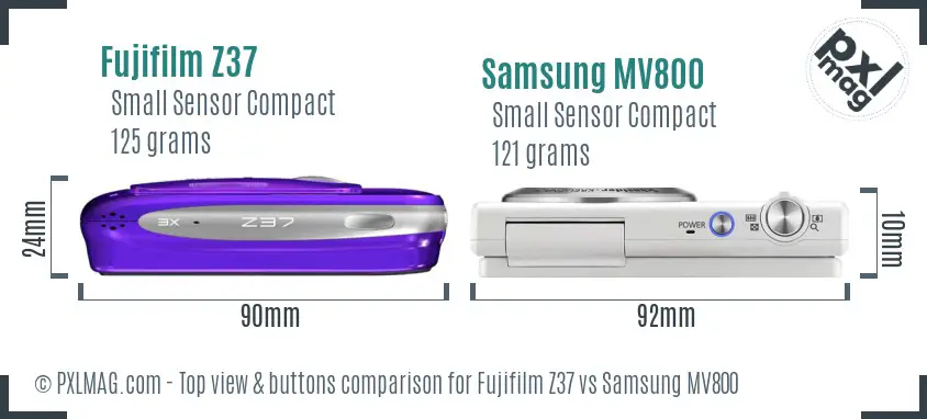 Fujifilm Z37 vs Samsung MV800 top view buttons comparison