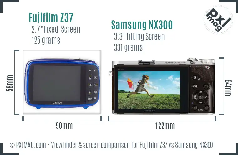 Fujifilm Z37 vs Samsung NX300 Screen and Viewfinder comparison