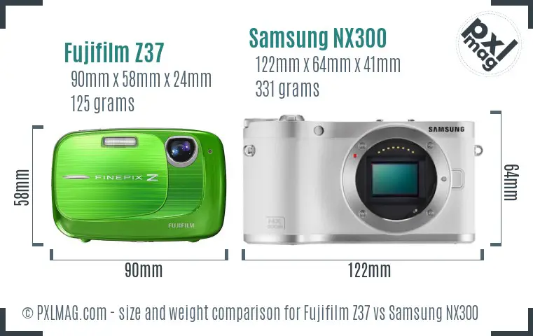 Fujifilm Z37 vs Samsung NX300 size comparison