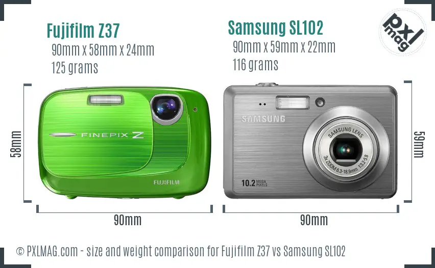 Fujifilm Z37 vs Samsung SL102 size comparison