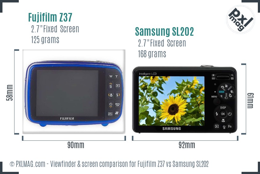 Fujifilm Z37 vs Samsung SL202 Screen and Viewfinder comparison