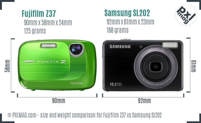 Fujifilm Z37 vs Samsung SL202 size comparison