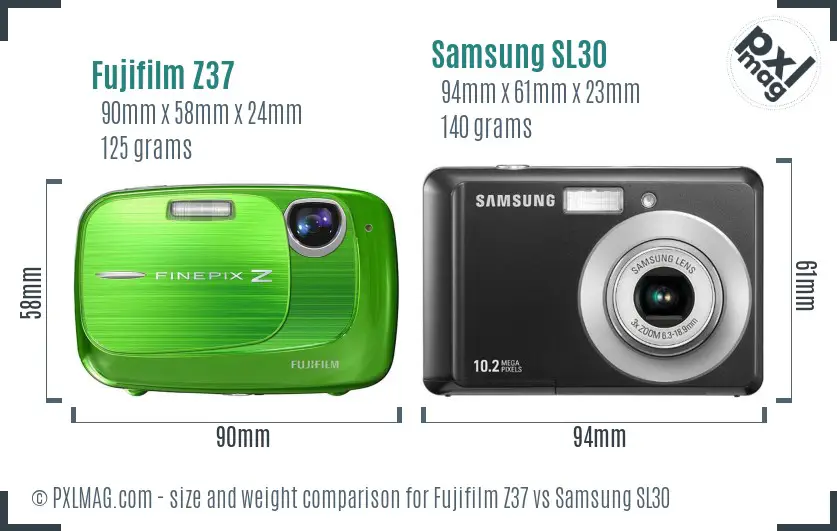 Fujifilm Z37 vs Samsung SL30 size comparison