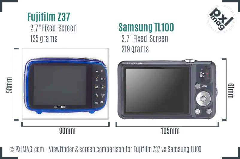 Fujifilm Z37 vs Samsung TL100 Screen and Viewfinder comparison