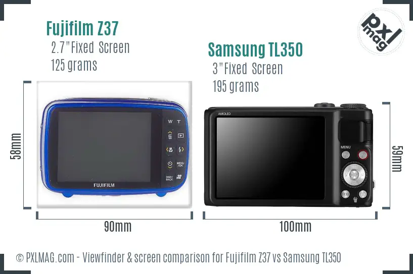 Fujifilm Z37 vs Samsung TL350 Screen and Viewfinder comparison