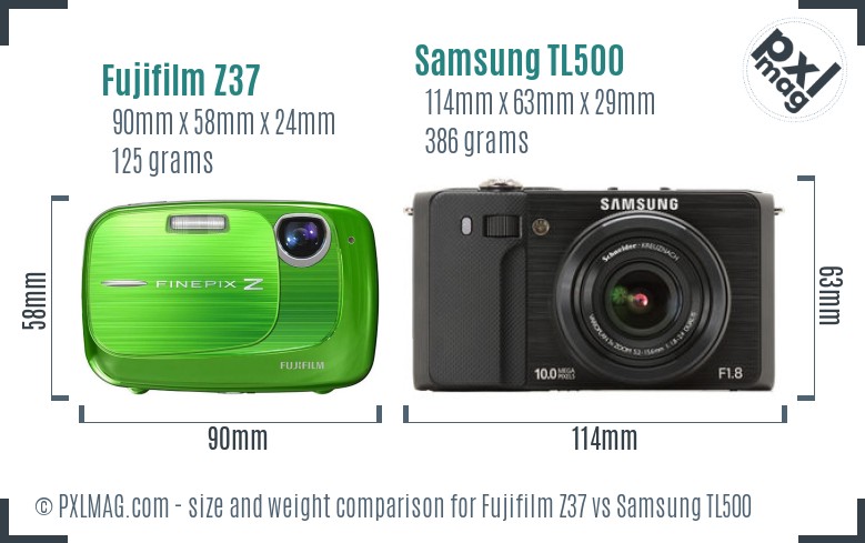 Fujifilm Z37 vs Samsung TL500 size comparison Fujifilm Z37 vs Samsung TL500 size comparison