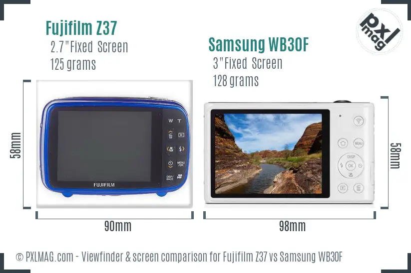Fujifilm Z37 vs Samsung WB30F Screen and Viewfinder comparison
