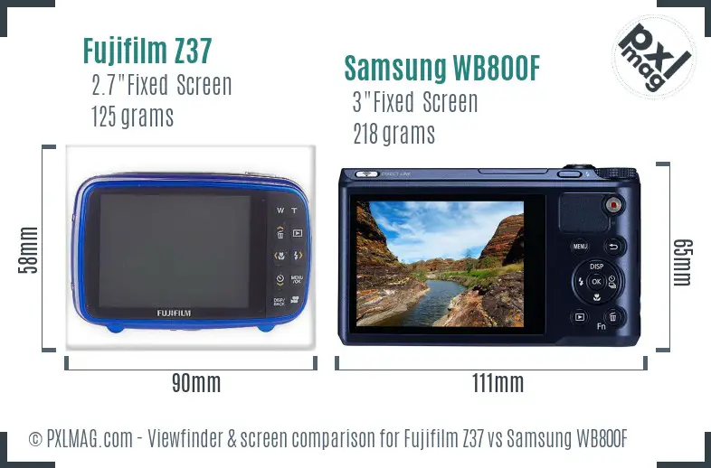 Fujifilm Z37 vs Samsung WB800F Screen and Viewfinder comparison Fujifilm Z37 vs Samsung WB800F Screen and Viewfinder comparison