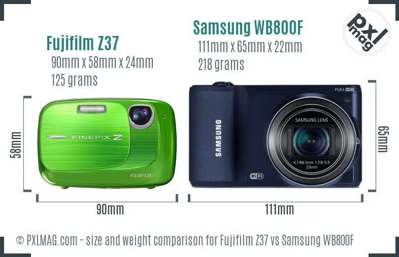Fujifilm Z37 vs Samsung WB800F size comparison Fujifilm Z37 vs Samsung WB800F size comparison