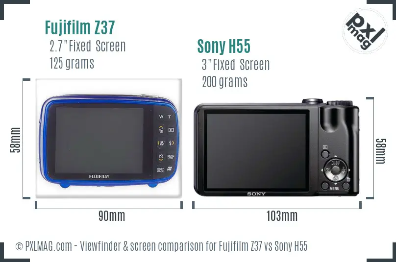 Fujifilm Z37 vs Sony H55 Screen and Viewfinder comparison