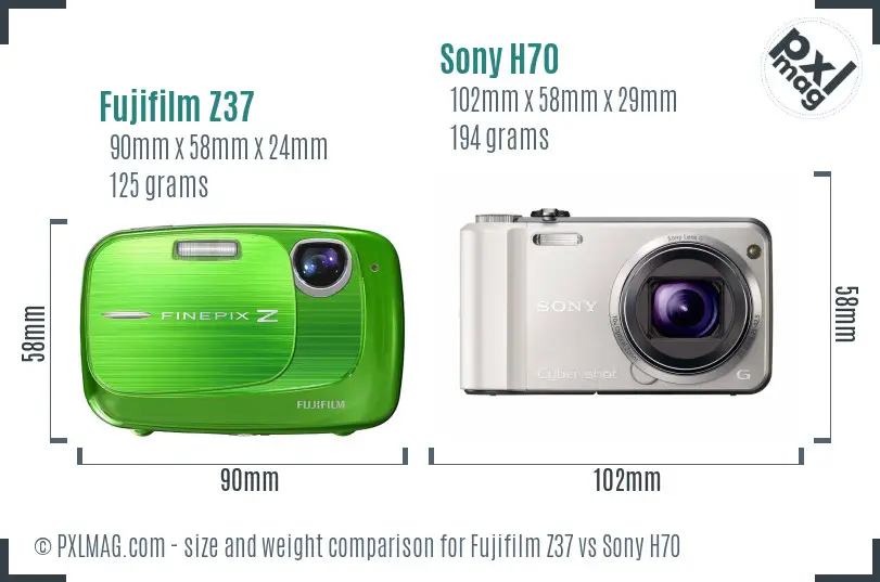 Fujifilm Z37 vs Sony H70 size comparison Fujifilm Z37 vs Sony H70 size comparison