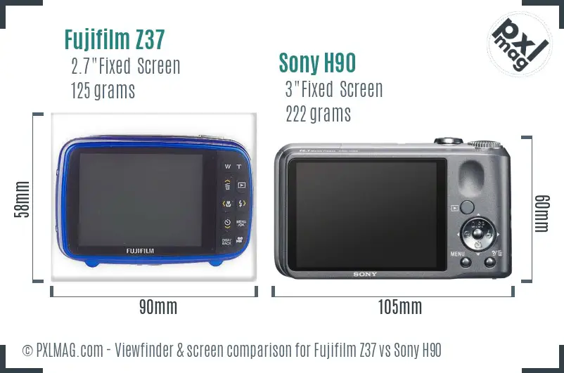 Fujifilm Z37 vs Sony H90 Screen and Viewfinder comparison Fujifilm Z37 vs Sony H90 Screen and Viewfinder comparison
