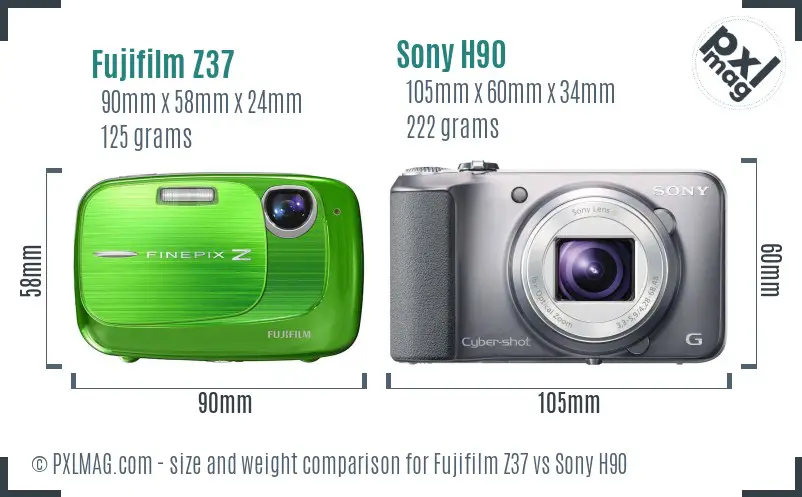 Fujifilm Z37 vs Sony H90 size comparison Fujifilm Z37 vs Sony H90 size comparison