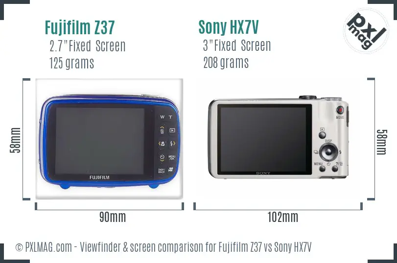 Fujifilm Z37 vs Sony HX7V Screen and Viewfinder comparison