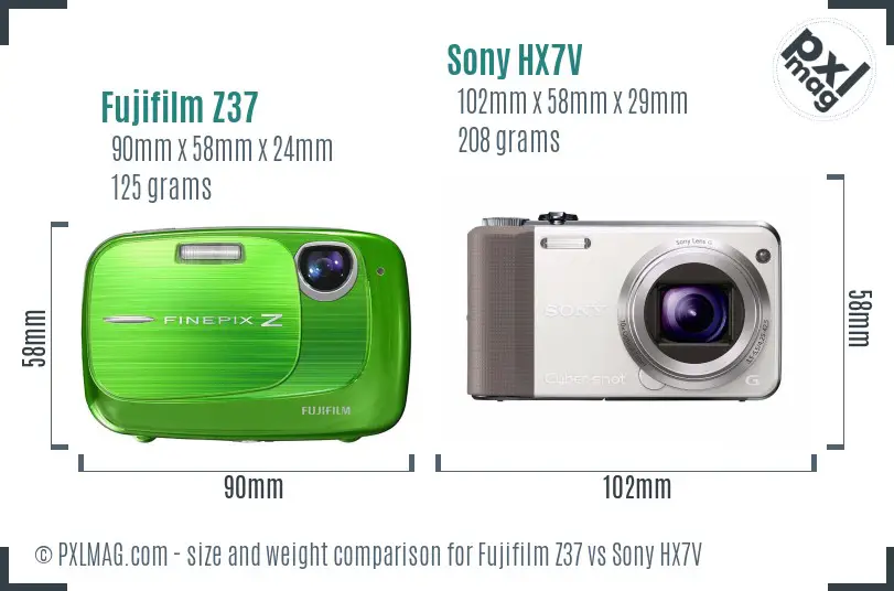 Fujifilm Z37 vs Sony HX7V size comparison