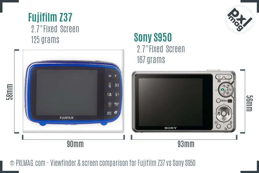 Fujifilm Z37 vs Sony S950 Screen and Viewfinder comparison