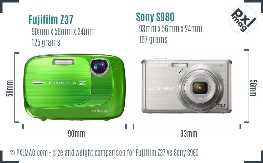 Fujifilm Z37 vs Sony S980 size comparison Fujifilm Z37 vs Sony S980 size comparison